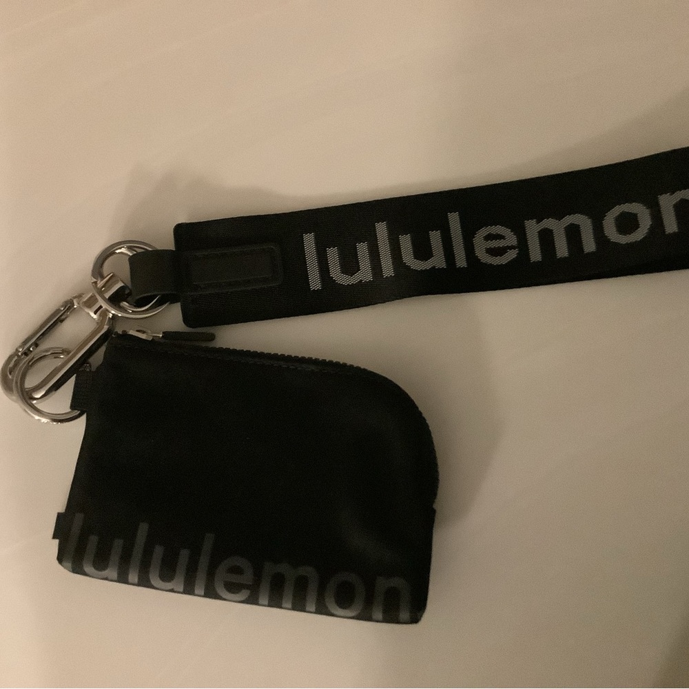 lululemon athletica Black Wristlet Key & Card Holder with Branded Strap